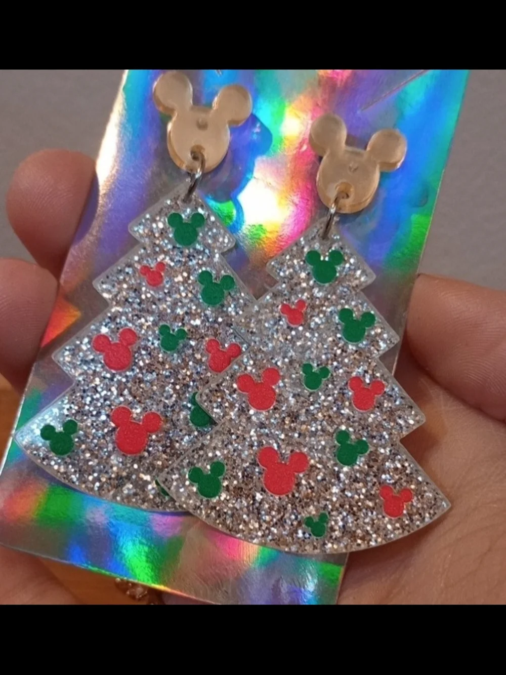 $8 Each Or Bundle 5/$20 Kids Mickey Inspired Tree Glitter Drop Earrings
